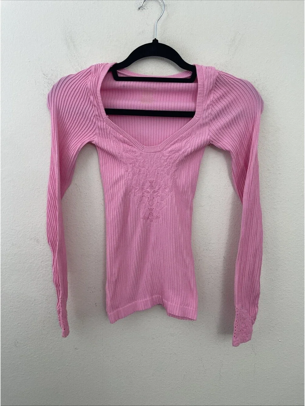 Free People Intimately   Dynamic Duo Long Sleeve pink  top XS/S  New